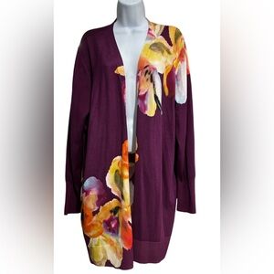 Chico's Purple Floral Cardigan